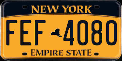 NY license plate FEF4080