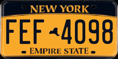NY license plate FEF4098