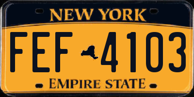NY license plate FEF4103