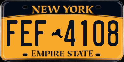 NY license plate FEF4108
