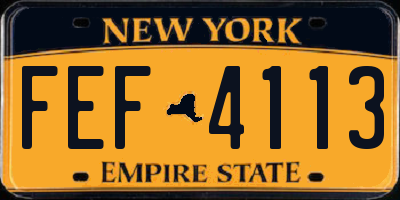 NY license plate FEF4113