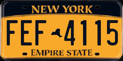 NY license plate FEF4115