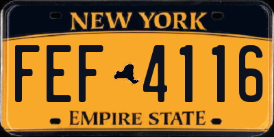 NY license plate FEF4116