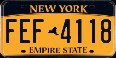 NY license plate FEF4118