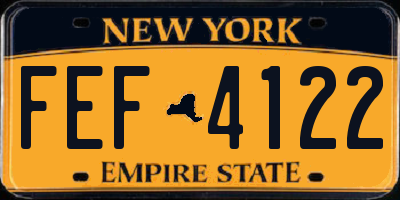 NY license plate FEF4122