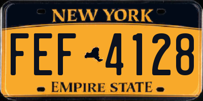 NY license plate FEF4128