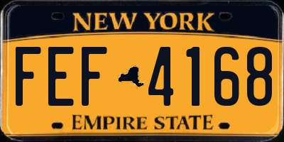 NY license plate FEF4168