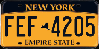 NY license plate FEF4205