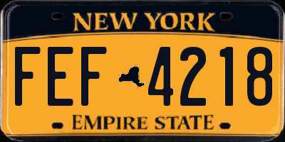 NY license plate FEF4218