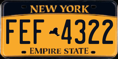 NY license plate FEF4322
