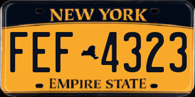 NY license plate FEF4323