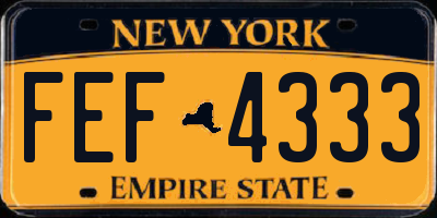 NY license plate FEF4333