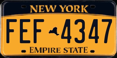 NY license plate FEF4347