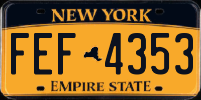 NY license plate FEF4353
