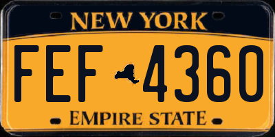 NY license plate FEF4360