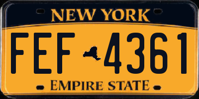 NY license plate FEF4361