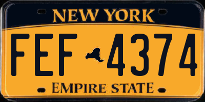 NY license plate FEF4374