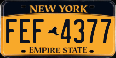 NY license plate FEF4377