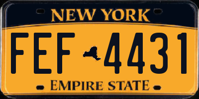 NY license plate FEF4431