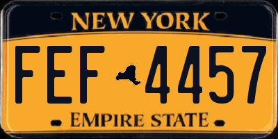 NY license plate FEF4457