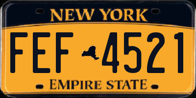 NY license plate FEF4521
