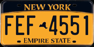 NY license plate FEF4551