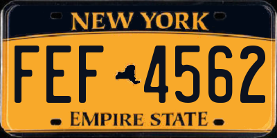 NY license plate FEF4562