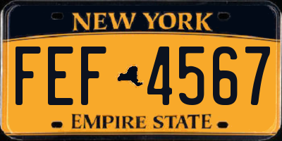 NY license plate FEF4567
