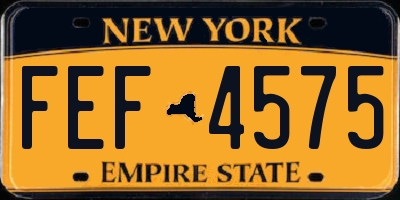 NY license plate FEF4575