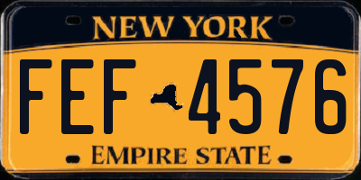 NY license plate FEF4576