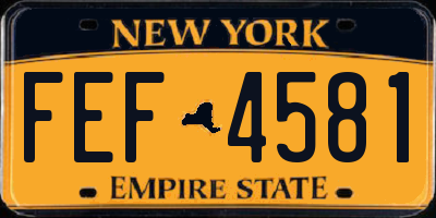 NY license plate FEF4581