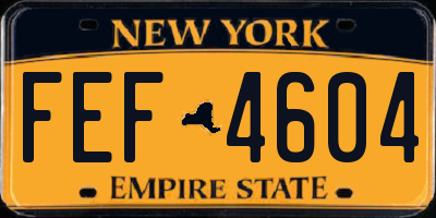 NY license plate FEF4604