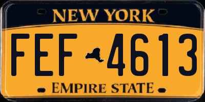 NY license plate FEF4613