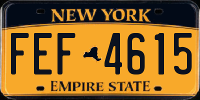 NY license plate FEF4615