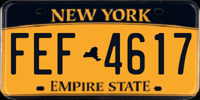 NY license plate FEF4617