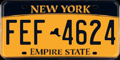 NY license plate FEF4624