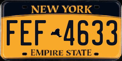 NY license plate FEF4633