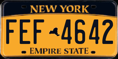 NY license plate FEF4642