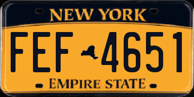 NY license plate FEF4651