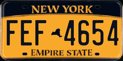 NY license plate FEF4654