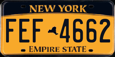NY license plate FEF4662
