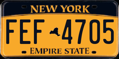 NY license plate FEF4705