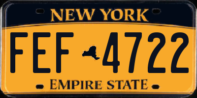 NY license plate FEF4722