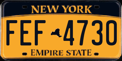 NY license plate FEF4730