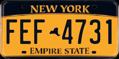 NY license plate FEF4731