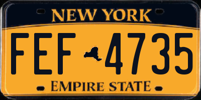 NY license plate FEF4735
