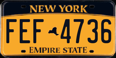 NY license plate FEF4736