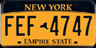 NY license plate FEF4747
