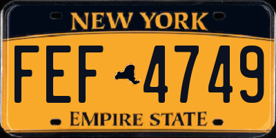 NY license plate FEF4749
