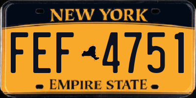 NY license plate FEF4751